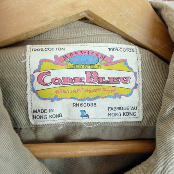 VTG Code Bleu Shirt Women L Beige Relaxed Button Shacket Hong Kong Lagenlook - Picture 11 of 13